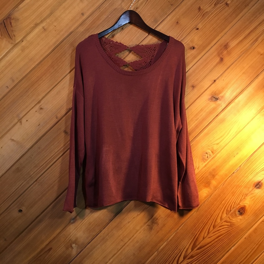 Pronto Crochet Cut Out Back Sweater, Large
